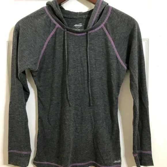 Avia Grey Hooded Long Sleeve Shirt Small - Picture 1 of 9